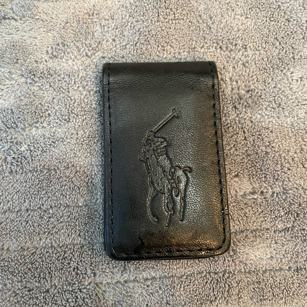 Ralph Lauren Polo Magnetic Black Leather Money Clip